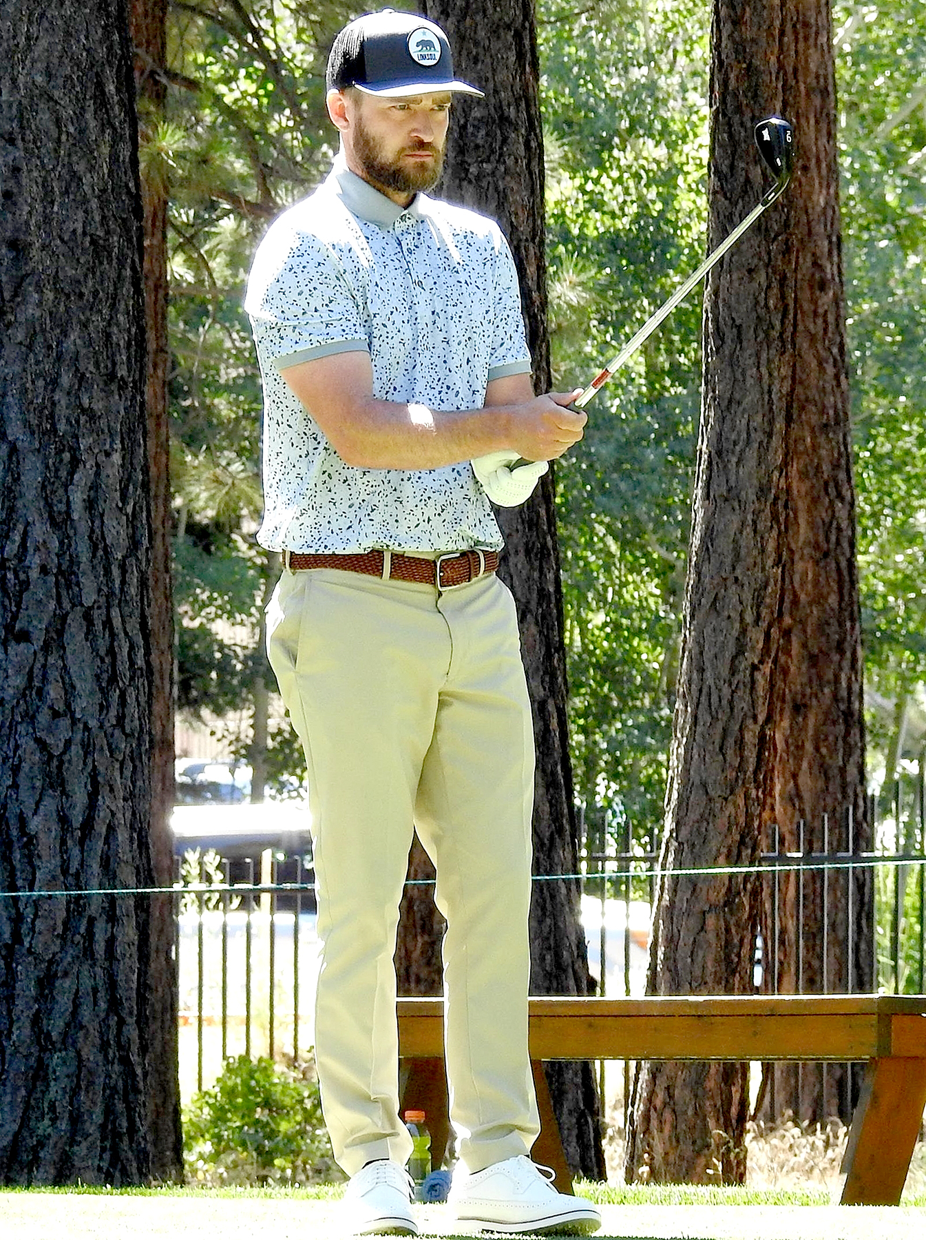 Justin Timberlake plays a round with newly retired NFL quarterback Tony Romo in the American Century Celebrity Championship Golf Tournament.