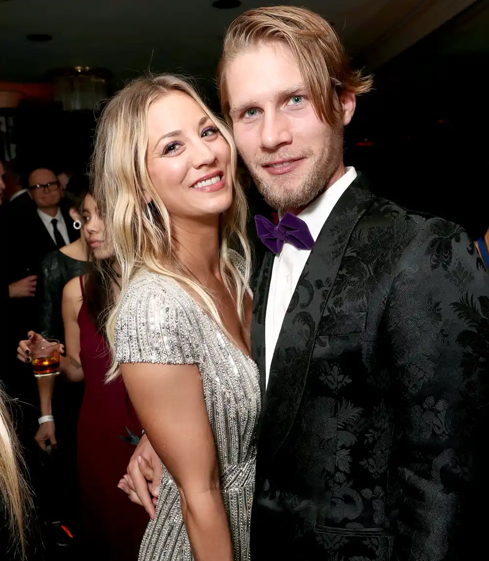 Kaley Cuoco and Karl Cook attend Amazon Studios Golden Globes Celebration at The Beverly Hilton Hotel on January 8, 2017 in Beverly Hills, California.