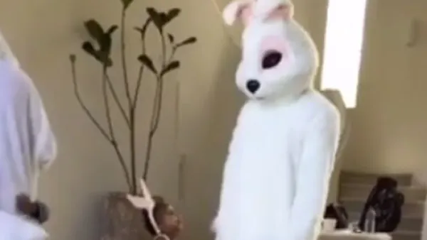 Kanye West dresses up as an Easter bunny with daughter North West