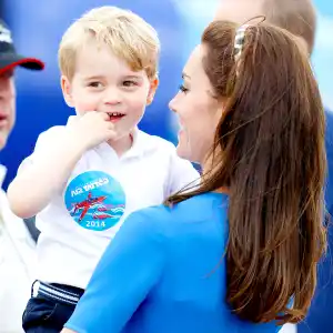 Prince George of Cambridge and Catherine, Duchess of Cambridge visit the Royal International Air Tattoo at RAF Fairford on July 8, 2016 in Fairford, England.