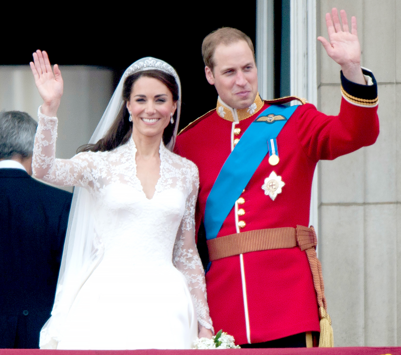Catherine, Duchess of Cambridge and Prince William, Duke of Cambridge on the balcony at Buckingham Palace, following their wedding at Westminster Abbey on April 29, 2011 in London, England.