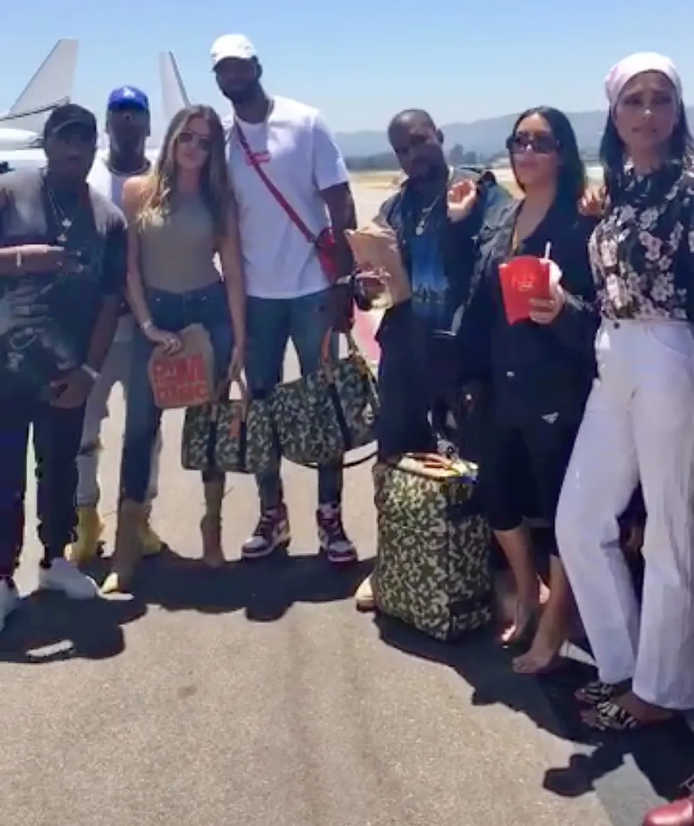 Khloe Kardashian, Tristan Thompson, Kanye West, Kim Kardashian and Rachel Roy