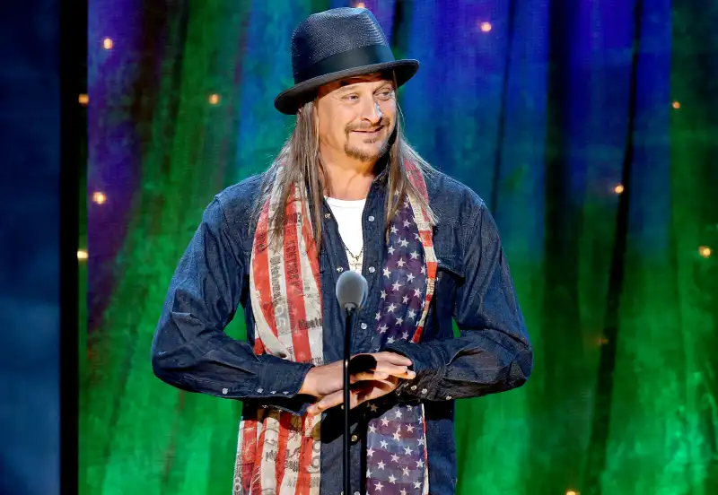 Kid Rock inducts Cheap Trick at the 31st Annual Rock And Roll Hall Of Fame Induction Ceremony at Barclays Center on April 8, 2016 in New York City.