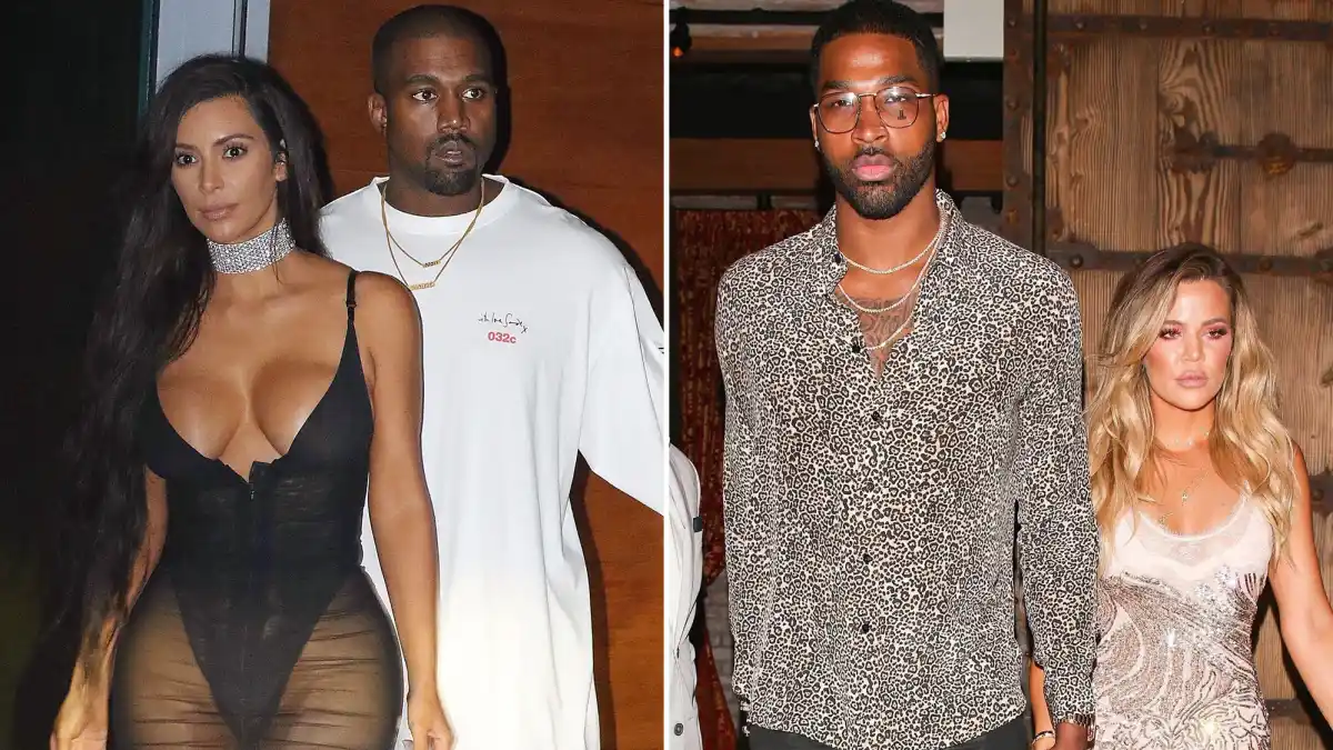 Kim Kardashian, Kanye West, Tristan Thompson and Khloe Kardashian