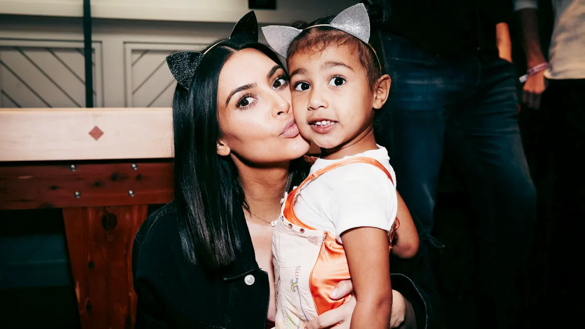 Kim Kardashian and North West in Inglewood, California, on March 31, 2017.