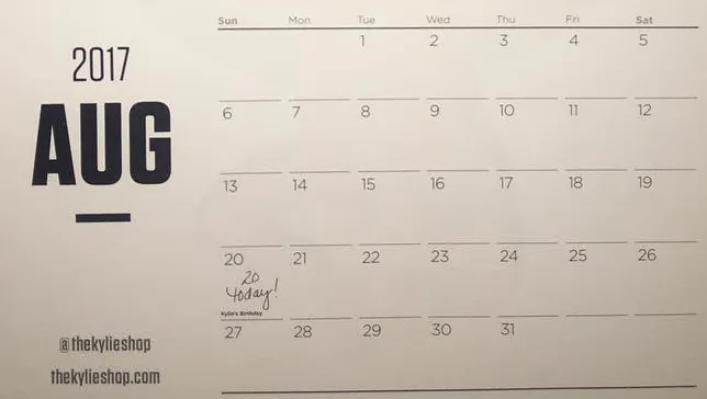 Kylie's calendar