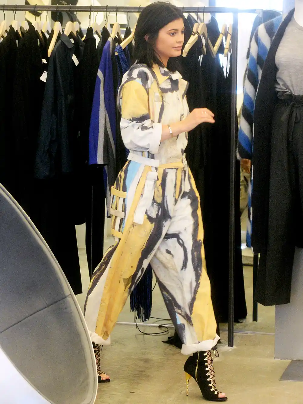 Kylie Jenner and Hailey Baldwin are seen shopping on a blustery day in Miami Beach on December 6.