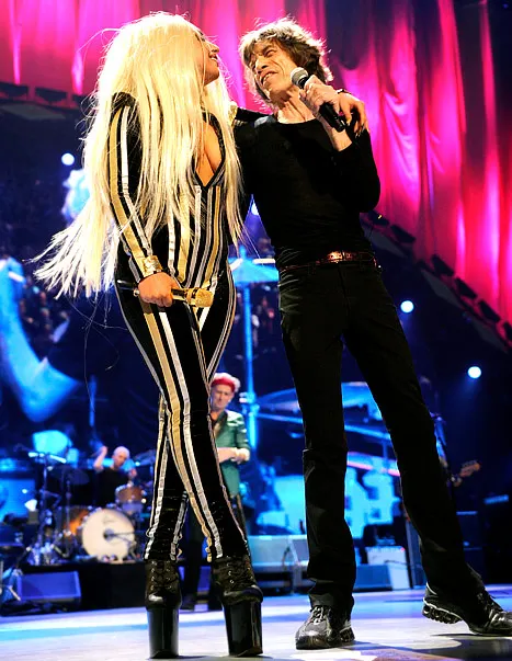 Gaga performing with stones