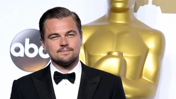 Leonardo DiCaprio poses in the press room backstage at the Oscars 2016 in Los Angeles
