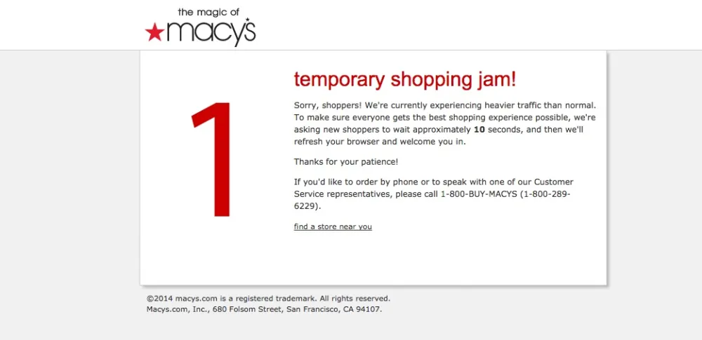 Macy's Website outtage