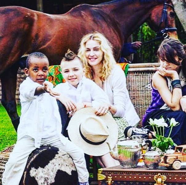 Madonna with David, Rocco and Lourdes in Malawi