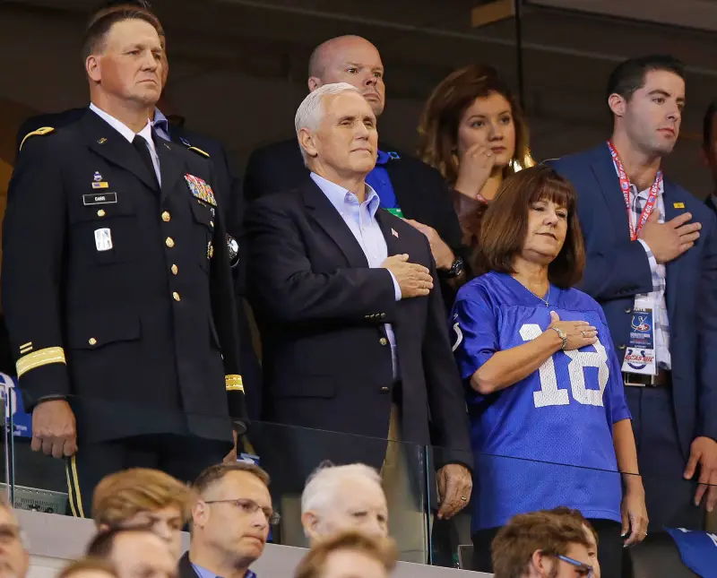 Mike Pence, Karen Pence, NFL, Indianapolis Colts, National Anthem, Kneel