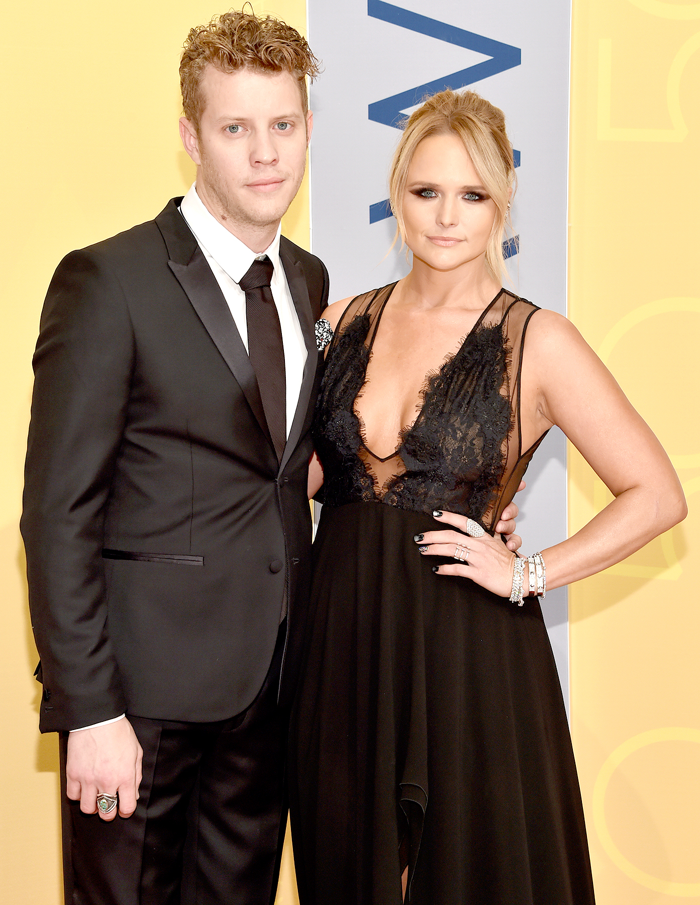 Anderson East, left, and Miranda Lambert arrive at the 50th annual CMA Awards at the Bridgestone Arena on Wednesday, Nov. 2, 2016, in Nashville, Tenn.