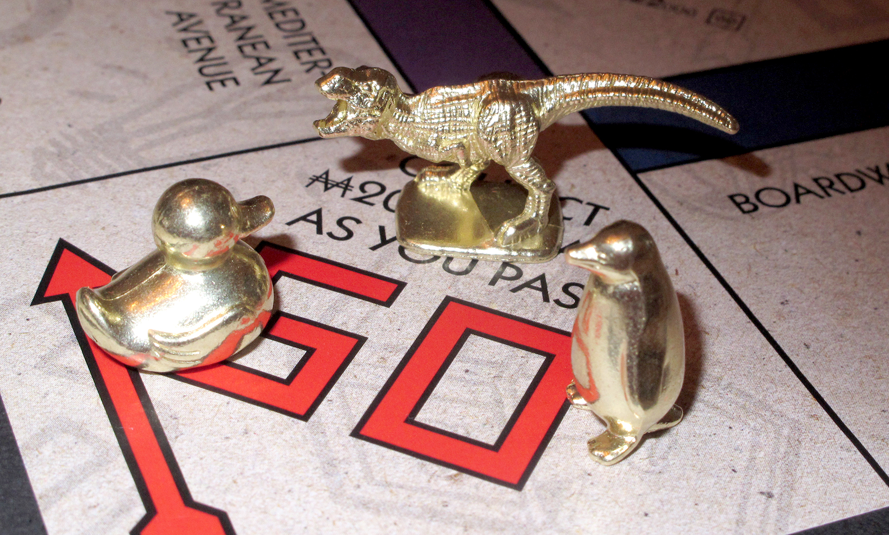The three new tokens in Monopoly.