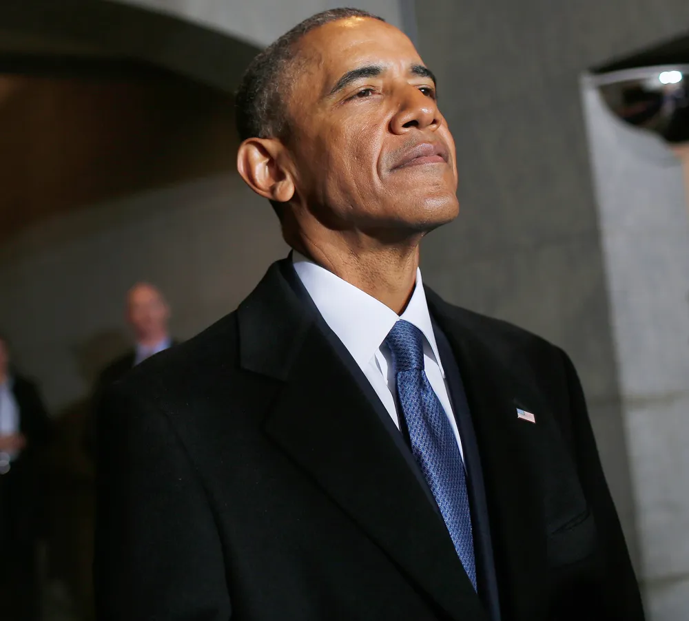 U.S. President Barack Obama arrives on the West Front of the U.S. Capitol on January 20, 2017 in Washington, DC.