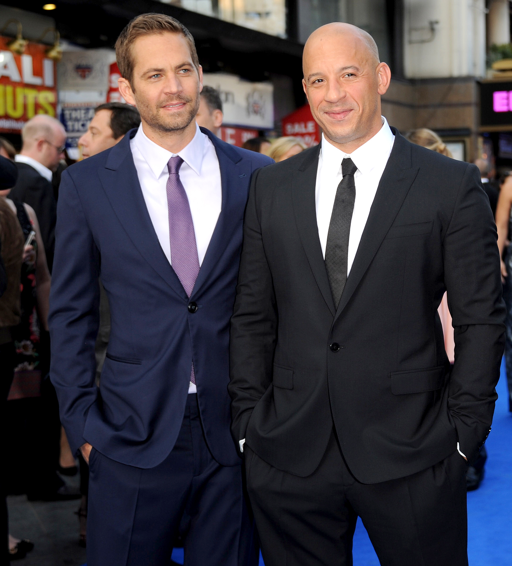 Paul Walker and Vin Diesel attend the "Fast & Furious 6" World Premiere at The Empire, Leicester Square on May 7, 2013 in London, England.