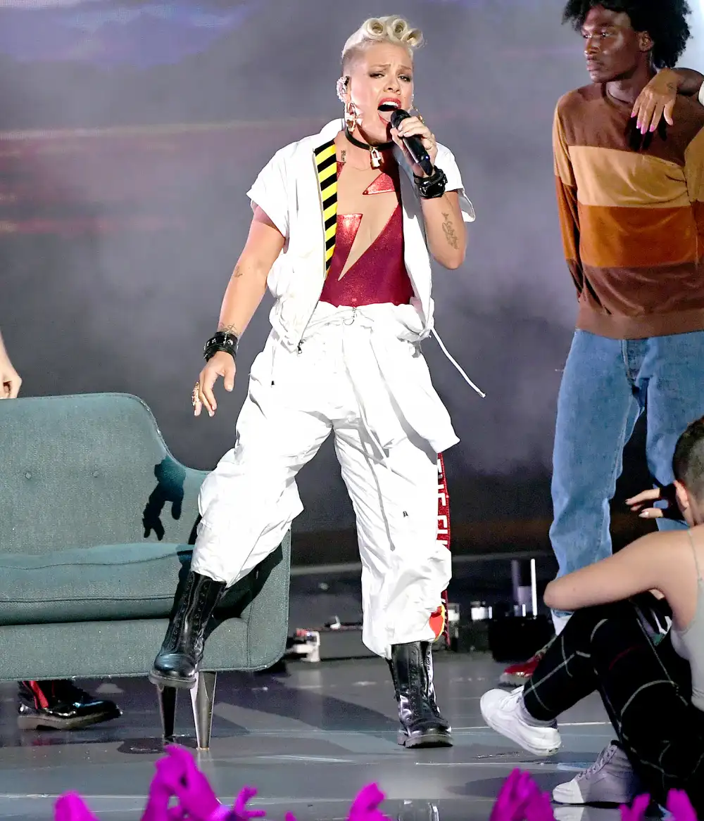 Pink performs at the 2017 MTV Video Music Awards at The Forum in Inglewood, California, on August 27, 2017.
