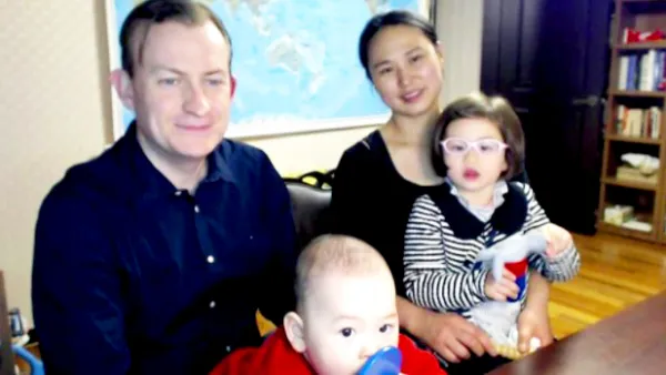 Professor Robert Kelly, Jung-a Kim and their children James and Marion