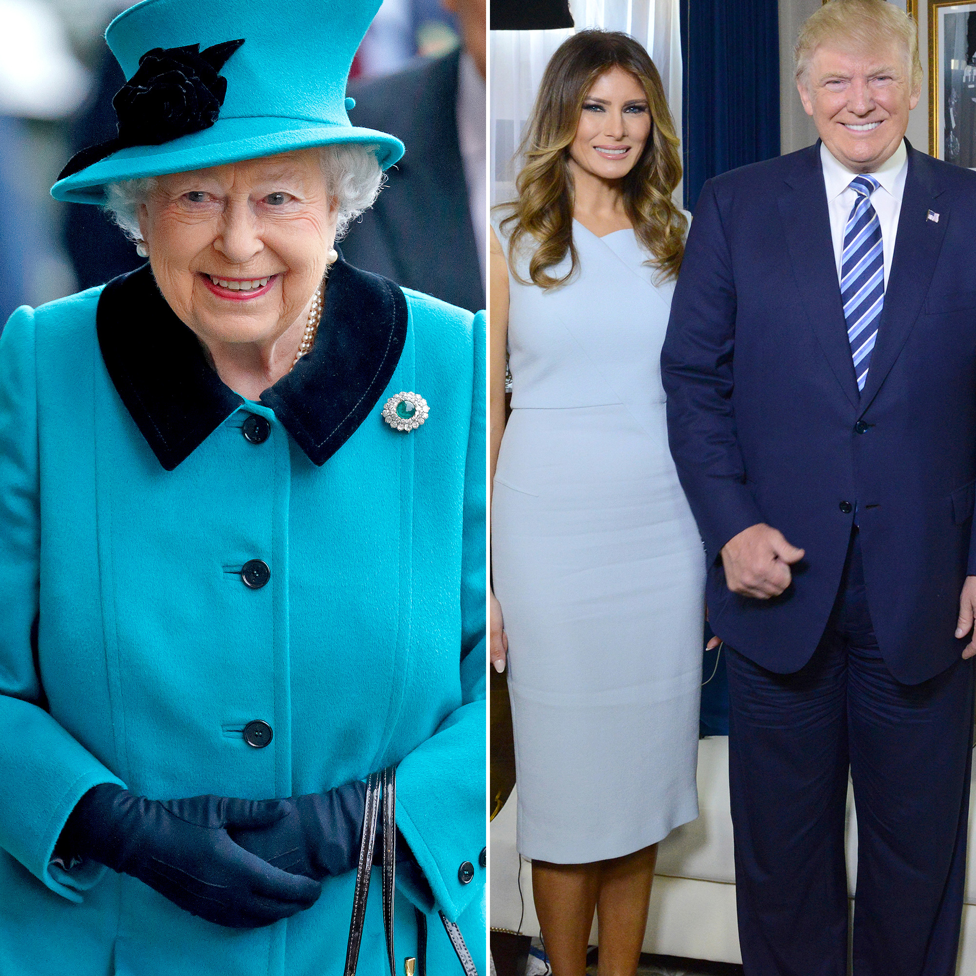 Queen Elizabeth II, Melania Trump and Donald Trump