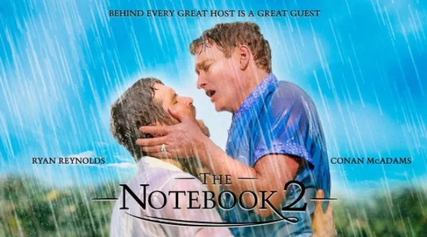 Ryan Reynolds and Conan O'Brien recreated the kiss from 'The Notebook' on Wednesday, November 2.