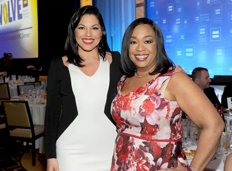 Sara Ramirez and Shonda Rhimes attend the Human Rights Campaign Los Angeles Gala 2015.