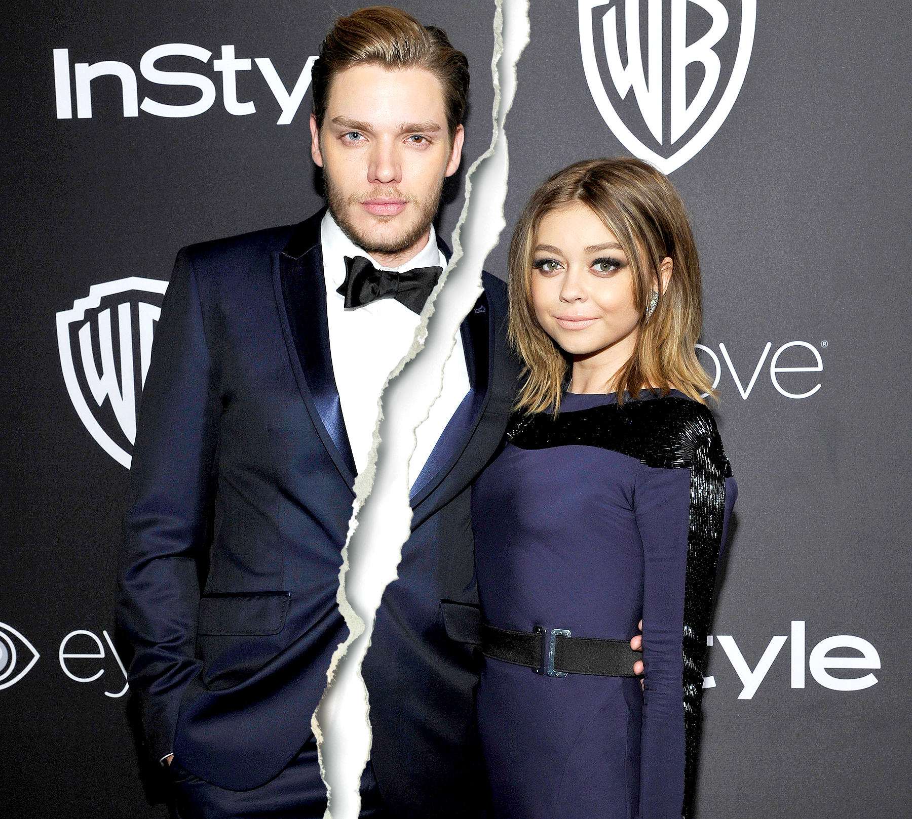 Dominic Sherwood and Sarah Hyland attend The 2017 InStyle and Warner Bros. 73rd Annual Golden Globe Awards Post-Party at The Beverly Hilton Hotel on January 8, 2017 in Beverly Hills, California.
