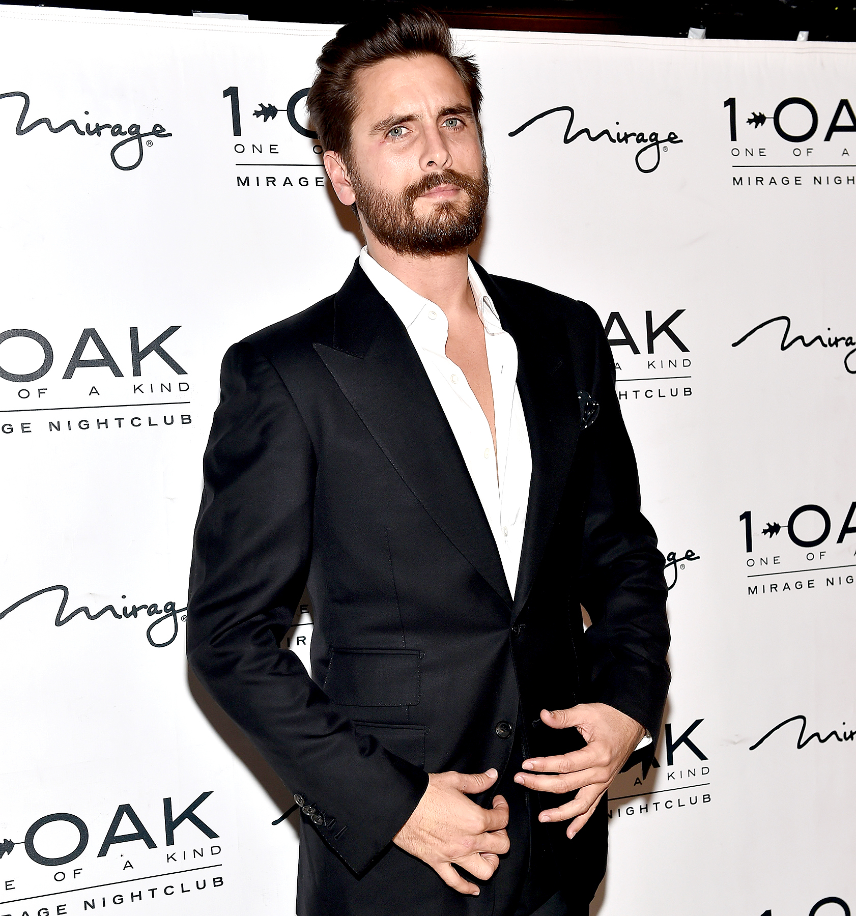 Scott Disick arrives at 1 OAK Nightclub at The Mirage Hotel & Casino to host a New Year's Eve celebration on December 31, 2015 in Las Vegas, Nevada.