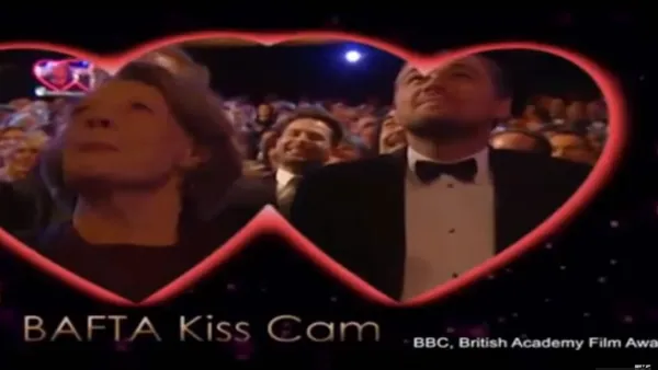 Leonardo DiCaprio and Dame Maggie Smith smooch in the BAFTA kiss cam