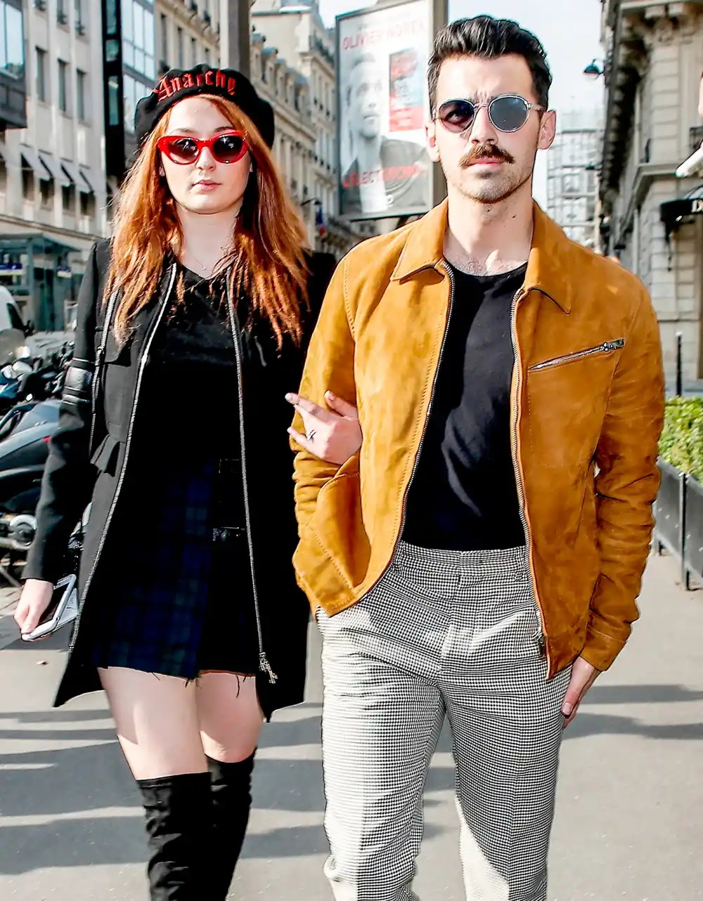 Newly engaged singer Joe Jonas and Game of Thrones' star Sophie Turner enjoying a shopping day in Paris on October 17, 2017.