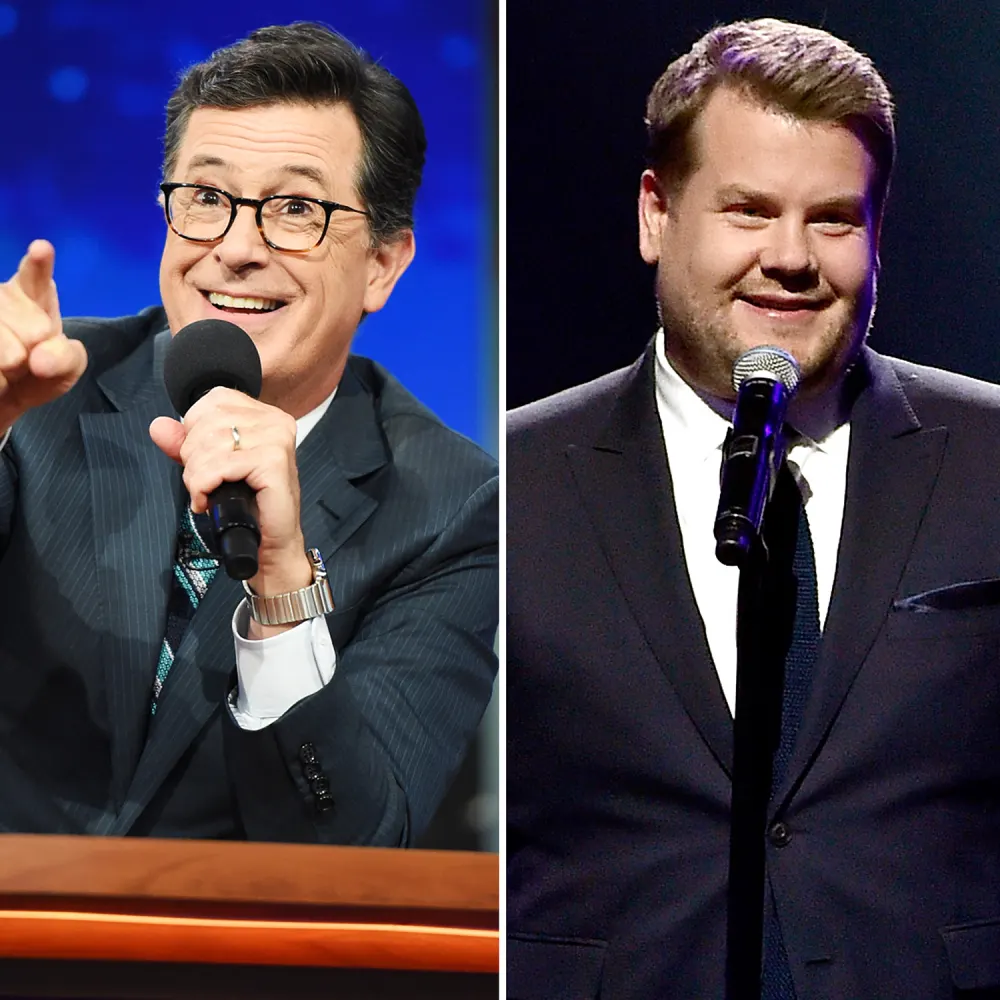 Stephen Colbert and James Corden