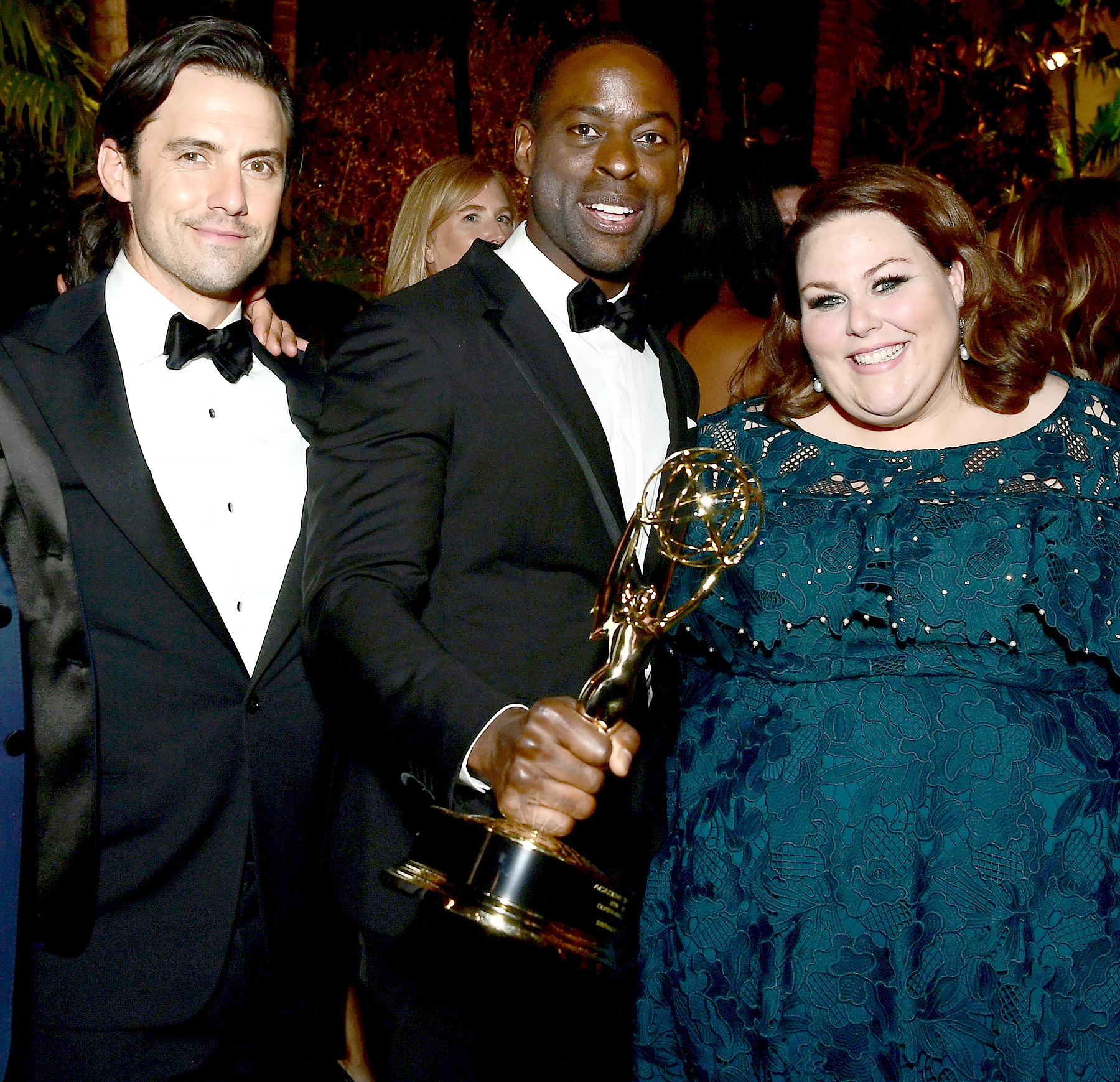 Milo Ventimiglia, Sterling K. Brown, Chrissy Metz attend FOX Broadcasting Company, Twentieth Century Fox Television, FX And National Geographic 69th Primetime Emmy Awards After Party at Vibiana on September 17, 2017 in Los Angeles, California.