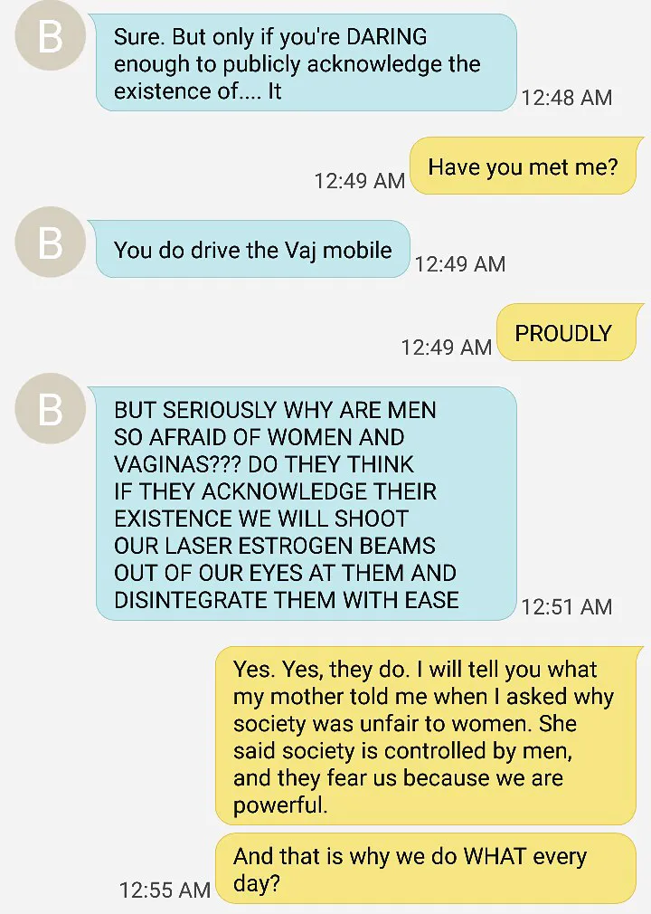 viral text message exchange tampons