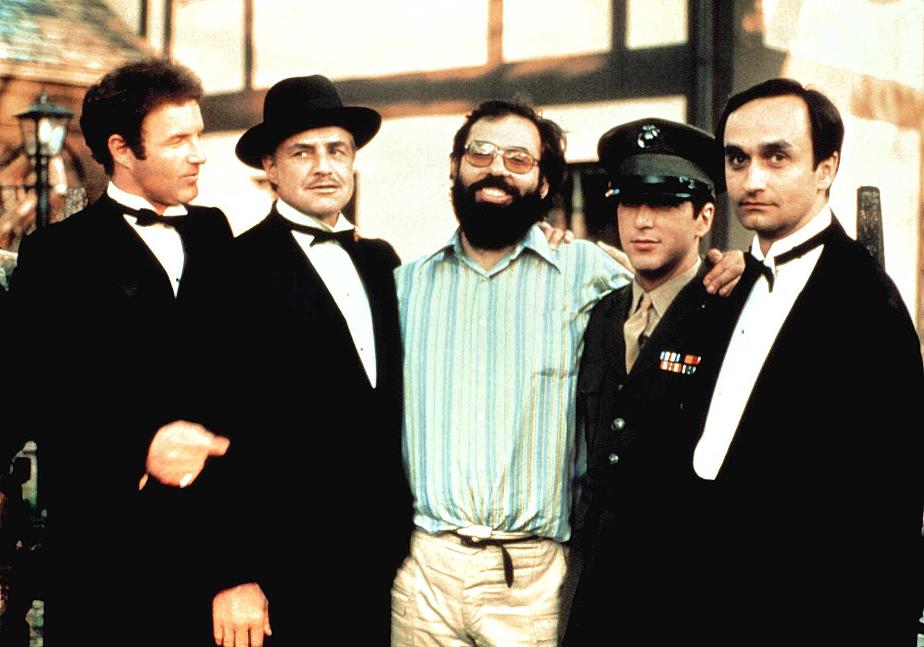 The Godfather's James Caan, Marlon Brando, Francis Ford Coppola, Al Pacino, and John Cazale, 1972