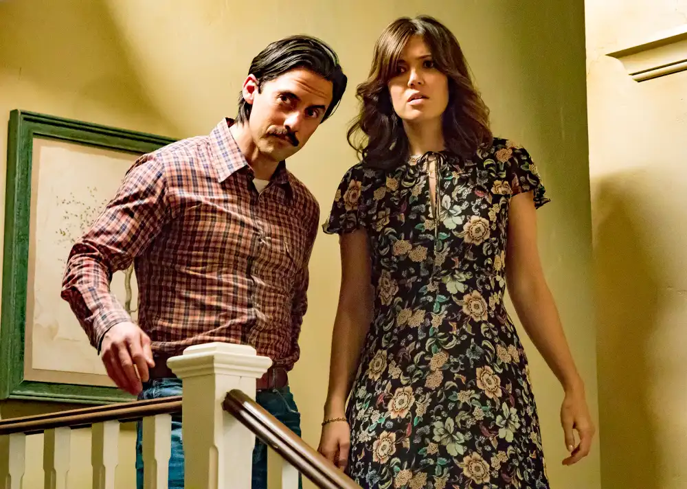 Milo Ventimiglia as Jack Pearson and Mandy Moore as Rebecca Pearson on This Is Us.