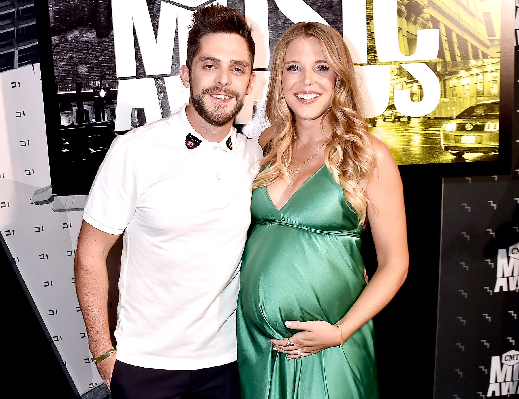 Thomas Rhett and Lauren Gregory (R) attend the 2017 CMT Music Awards at the Music City Center on June 7, 2017 in Nashville, Tennessee.