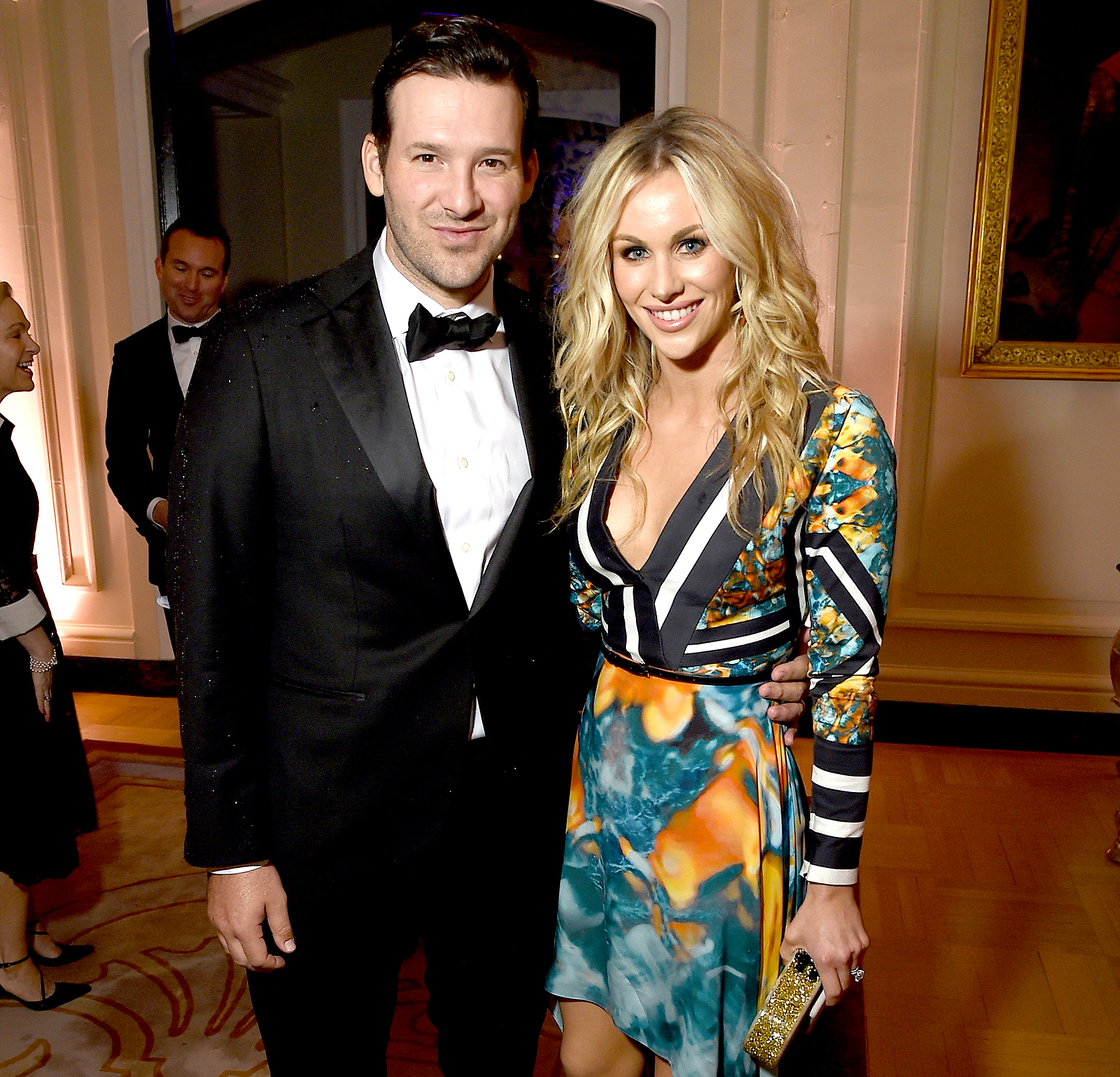 Tony Romo and Candice Crawford attend the Bloomberg & Vanity Fair cocktail reception following the 2015 WHCA Dinner at the residence of the French Ambassador on April 25, 2015 in Washington, DC.
