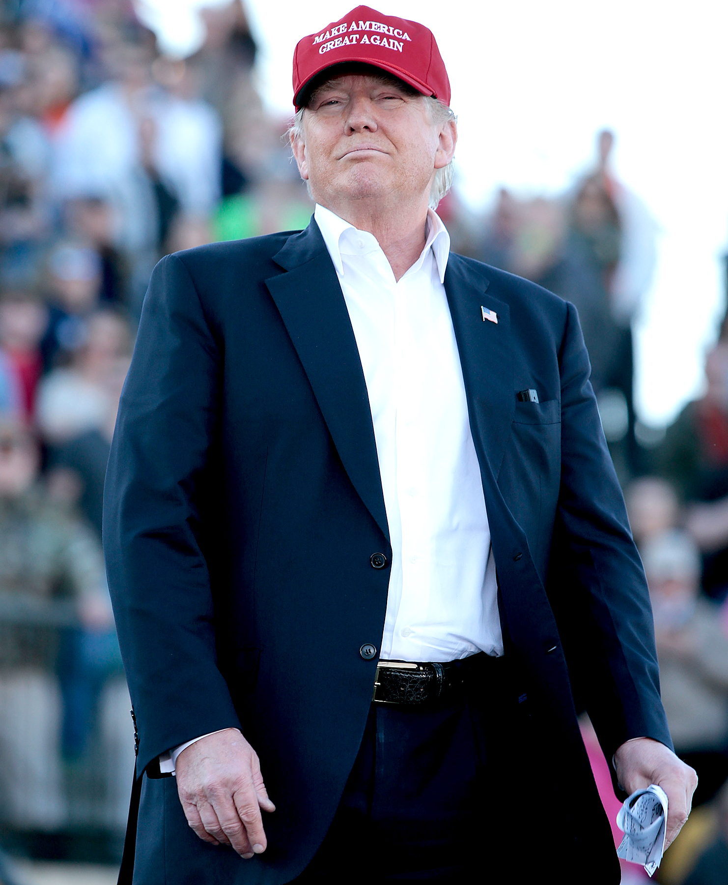 Donald Trump campaigns for President of the United States at Madison City Stadium on February 28, 2016 in Madison, Alabama.