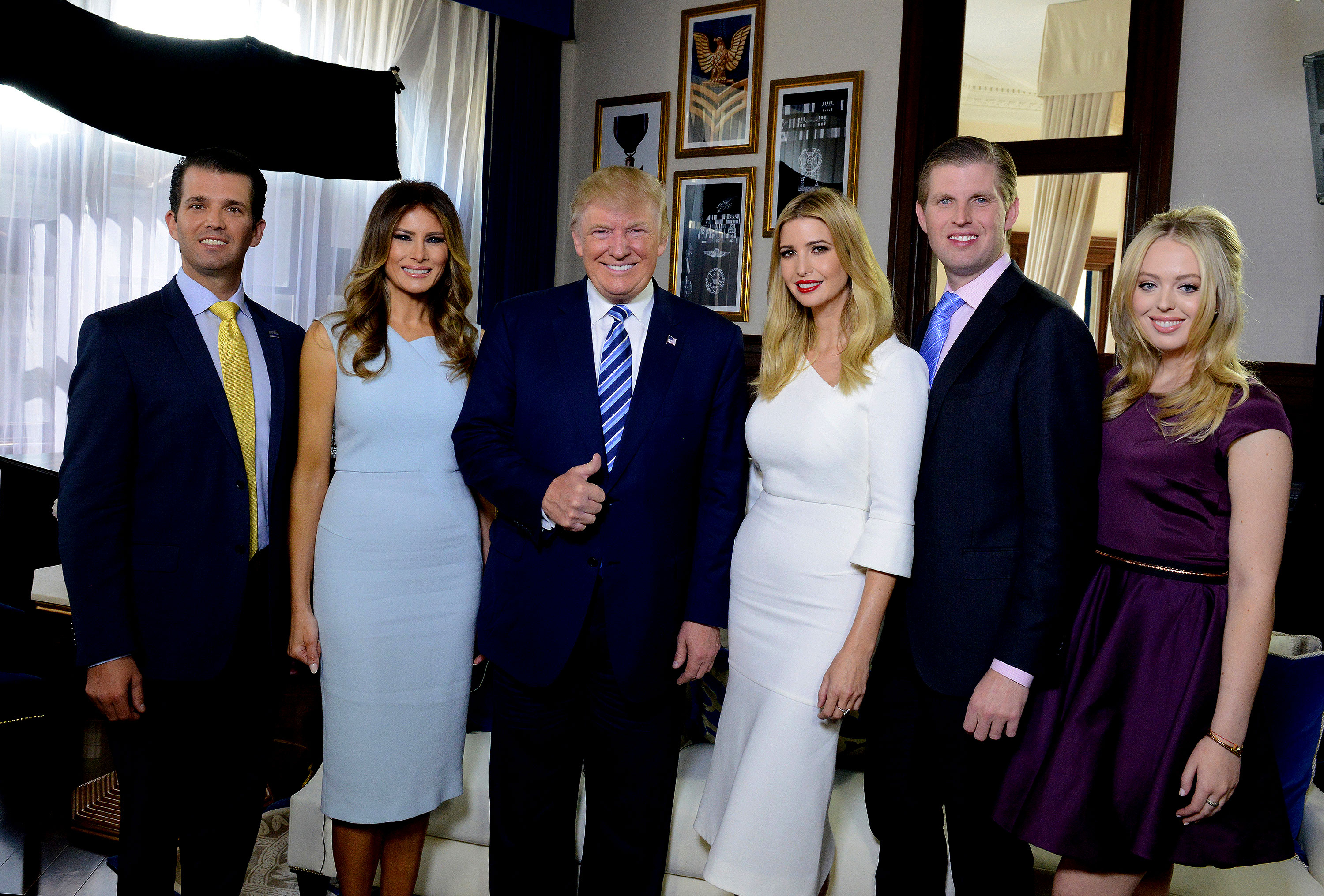 Donald Trump, Donald Trump Jr., Melania Trump, Ivanka Trump, Eric Trump, Tiffany Trump