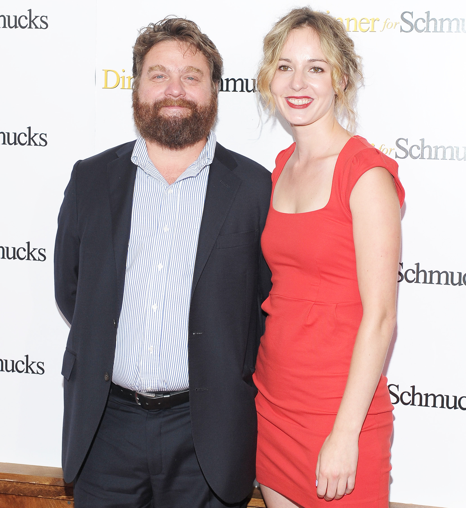 Actor Zach Galifianakis and Quinn Lundberg attend the "Dinner For Schmucks" premiere at the Ziegfeld Theatre on July 19, 2010 in New York City.